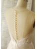Champagne Lace Tulle Pearl Buttons Back Wedding Dress